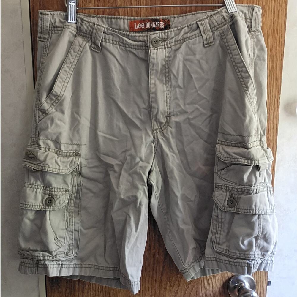 Lee Dungarees Cargo Shorts Tan Khaki Utility Workwear Hiking Casual Mens 34